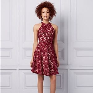 Lace halter cocktail dress